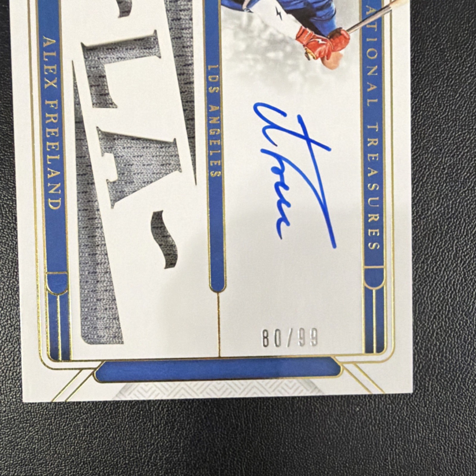 Panini National Treasures Silhouette Alex Freeland Dodgers Auto Patch SL-AFL /99 view 3