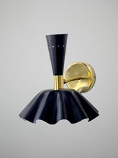 1950's Mid Century Handmade Brass Italian Diabolo Wall Sconce Light Fixture
