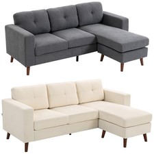HOMCOM L-förmiges Sofa mit umkehrbarer Chaiselongue, 3-Sitzer