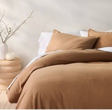 King Size Brown Cotton Duvet Cover Set, 300 Thread Count, 3-Piece with Shams