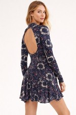 Free People Jersey Annabelle Printed Tunic Plum Combo Dress Size Medium Boho