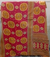 Vintage Indian Kantha Quilt Bedding Coverlet Reversible Bedspread Blanket Throw