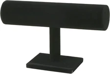 CABAX Velvet Wood One Tier Bracelet Bangle Hovering T-Bar Black 