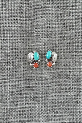 #ad Turquoise Coral amp; Sterling Silver Earrings Betty Hawthorne $60.00