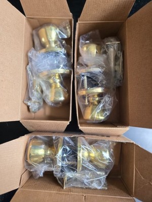 3 Kwikset Privacy Tylo 300T Polished Brass Bed/Bath Lock Knob 93001-922 Microban