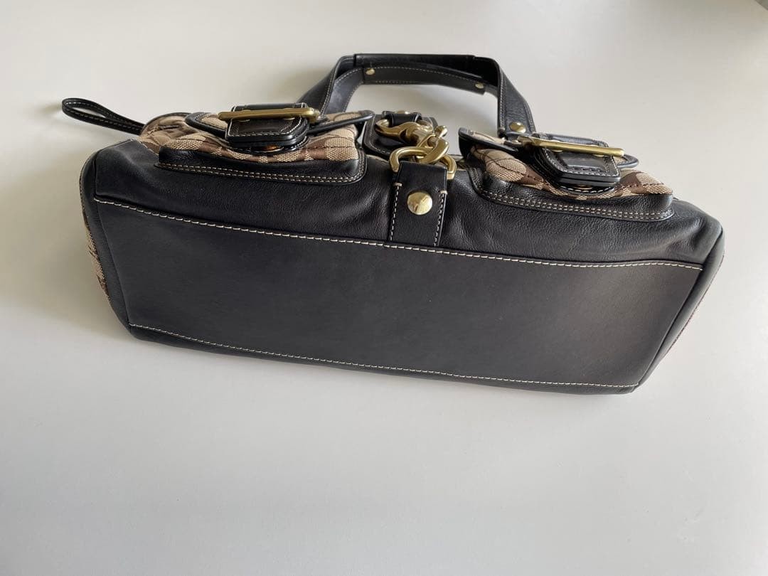 Coach 65th Anniversary Legacy Satchel Handbag Black Leather Pocket