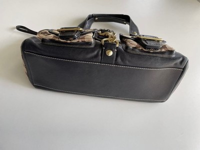 Coach 65th Anniversary Legacy Satchel Handbag Black Leather Pocket