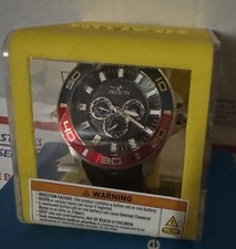 Invicta Pro Diver 50mm Red Blue Silver Stainless Steel Black Silicone Band 35740