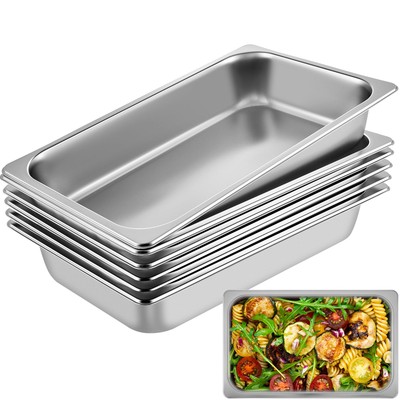 6X Gastronormbehälter Edelstahl Behälter GN1/1 100mm 13L Chafing Dish