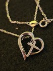 Sterling Silver Heart Cross Pendant Necklace with Chain — photo 2