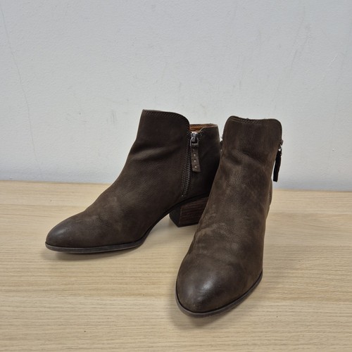 Frye Judith braun Leder klobiger Absatz seitlicher Reißverschluss Bootie Stiefel Größe UK 5 US 7,5 - Bild 3 von 9