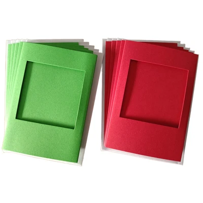 Square Aperture Tri Fold Card Blanks A6 Xmas Green Red 5 Pack Cross Stitch
