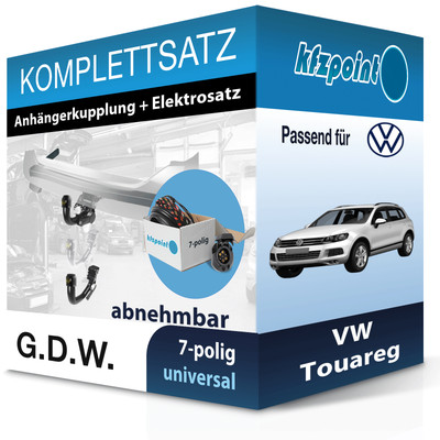 Für VW Touareg 10.06-04.10 G.D.W. Anhängerkupplung abnehmbar + 7polig E-Satz neu