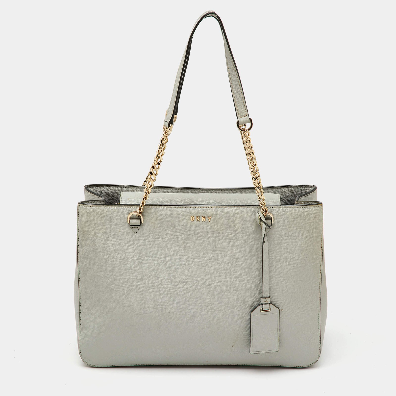 Dkny Medium Grey Saffiano Leather Totes Bag