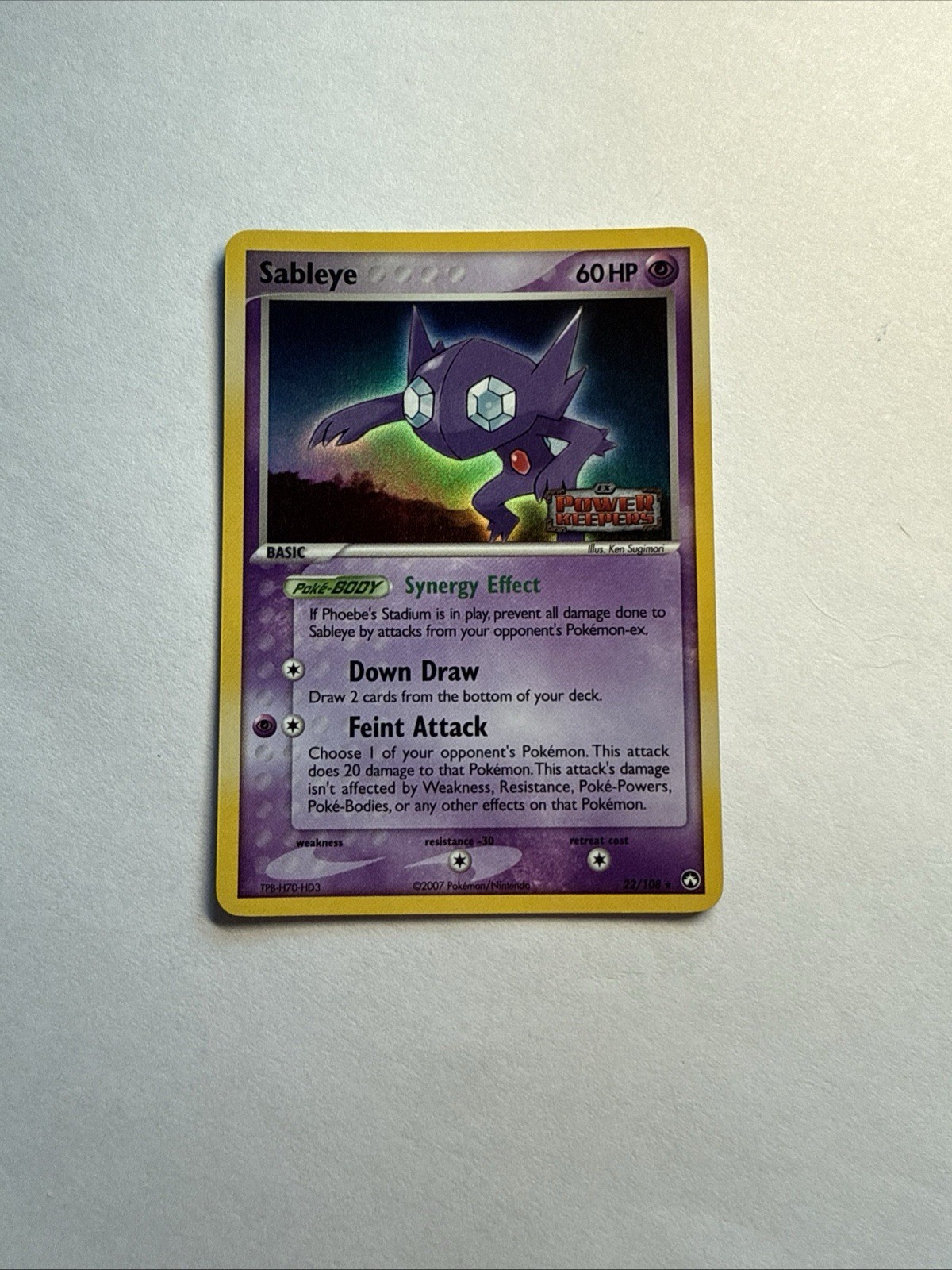 SABLEYE 22/108 STAMPED POWER KEEPERS Reverse Holo Rare Pokemon Card LP