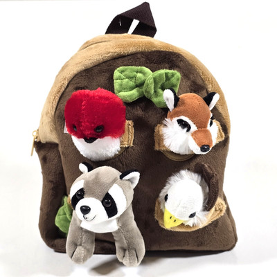 UNIPAK FOREST ANIMALS PLUSH BACKPACK 11'' EAGLE RACOON FOX CARDINAL 7177F0 NWT