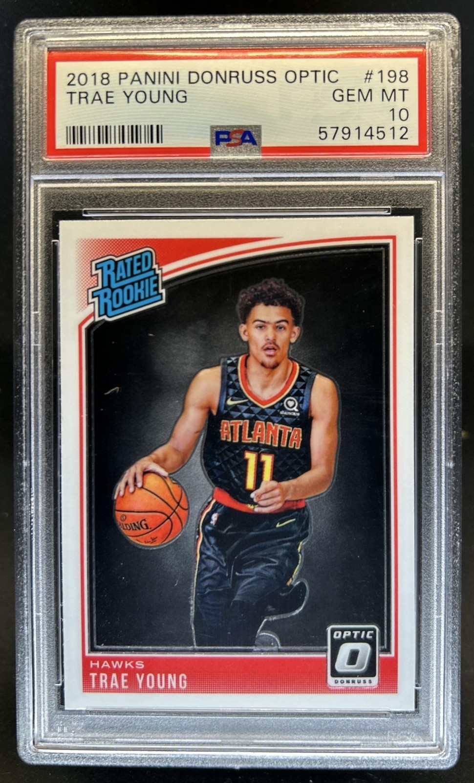 2018-19 Panini Donruss Optic Trae Young Rookie RC #198 Hawks PSA 10 GEM MINT view 1