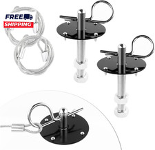 Hood Pins Kit for Car Stainless Steel Hood Pin Lock Clip with Racing Lanyard