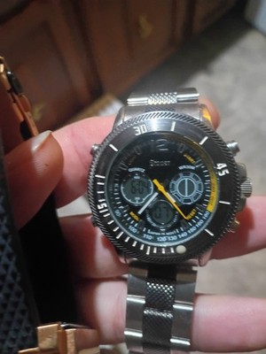 Stauer Men's Watch Hybrid Analog Digital Colossus 20410 3ATM Tachymeter Diver