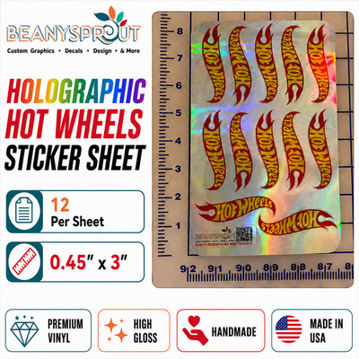 3-Inch Hot Wheels Holographic Decal / Sticker   12 stickers / Same direction