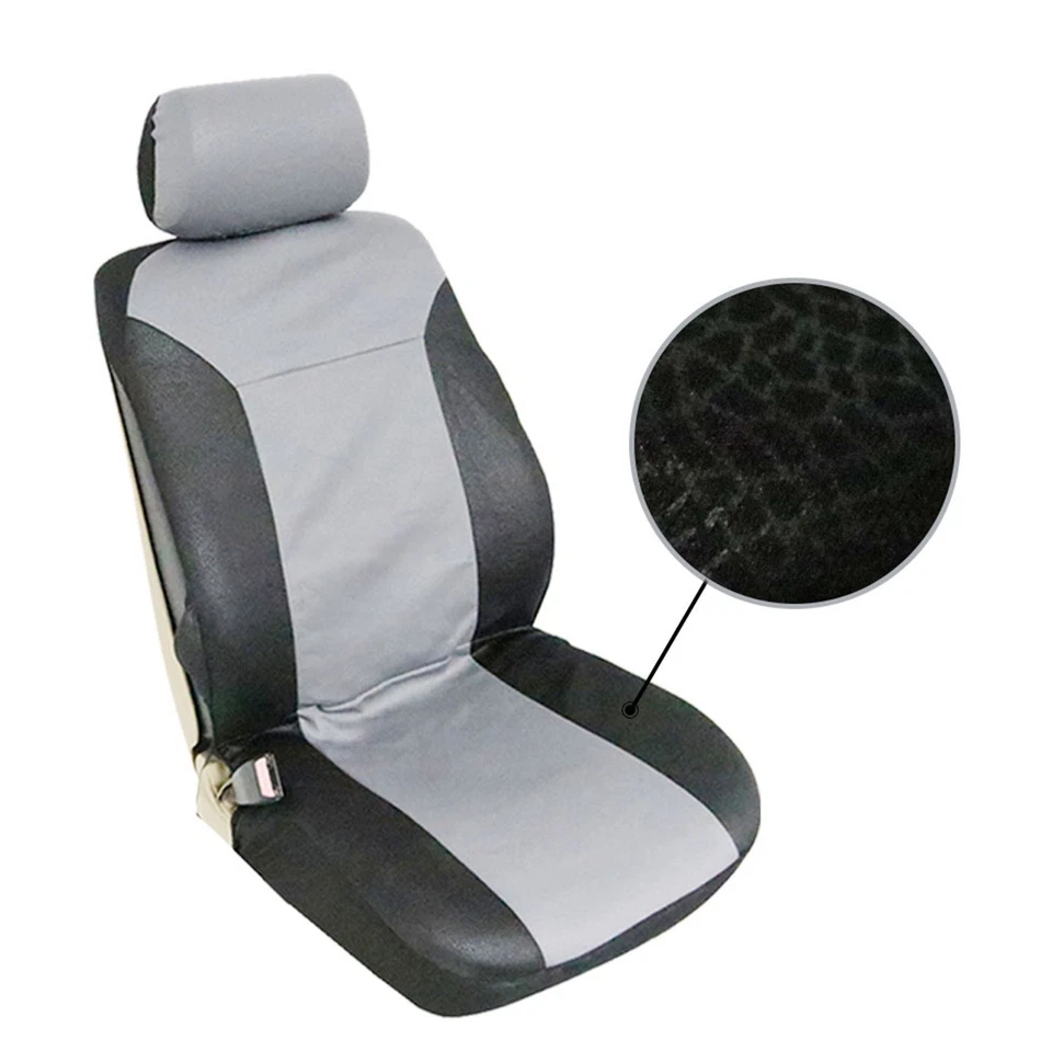 9pcs Car Seat Covers w/Headrest Cover Gray For VW Universal Breathable Washable - Image 2 of 4