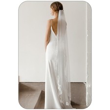White Lace 1 Tier Floral Bridal Long Tulle Wedding Veil With Comb Decor Set