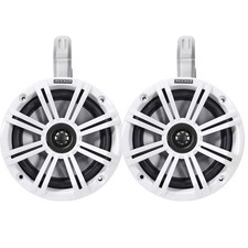 Kicker 6.5" 195W Speakers Pair w/ White Grilles and Speaker Enclosures White 