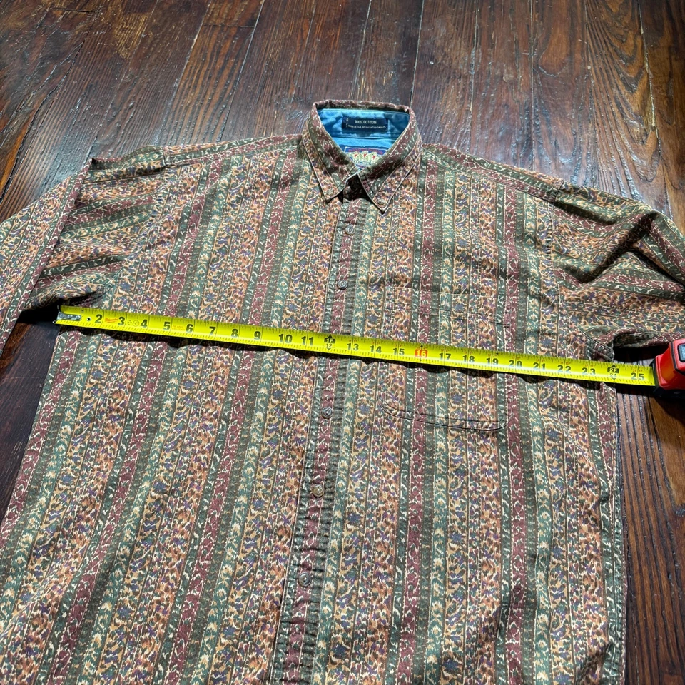 复古 Ralph Lauren 衬衫男式大号多色几何条纹美国制造 — 第 4/4 张图片