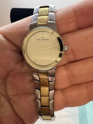 Skagen Women's Two Tone Quartz Model SKW2090 Runs Perfect Sz 6 3/4