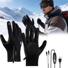 Heated Gloves Waterproof Windproof USB Thermal Touch Screen Warm Gloves AQI