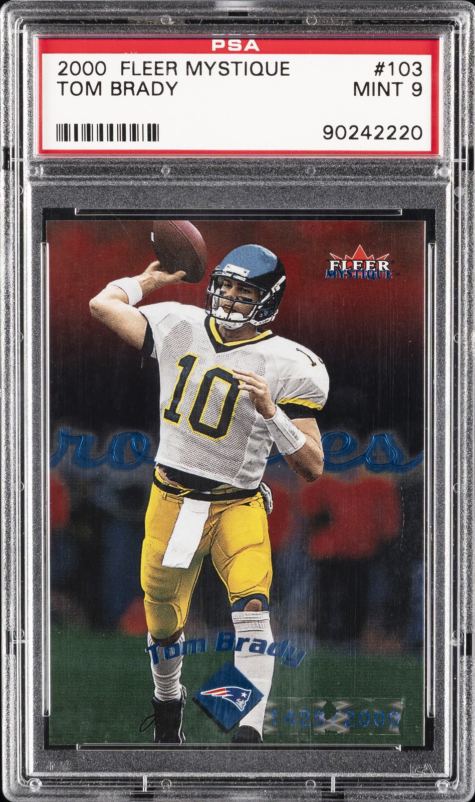 2000 FLEER MYSTIQUE #103 TOM BRADY #/2000 PSA 9