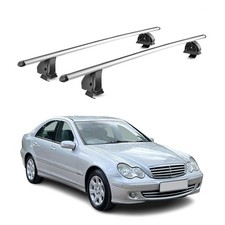 Alu Dachträger für Mercedes C Klasse W203 2001-2007 TÜV T-Nut 75 kg 2tlg Silber Alu Dachträger für Mercedes C Klasse W203 2001-2007 TÜV T-Nut 75 kg 2tlg Silber