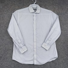 Michael Kors Dress Shirt Mens 16 32/33 White Geometric Slim Fit Long Sleeve