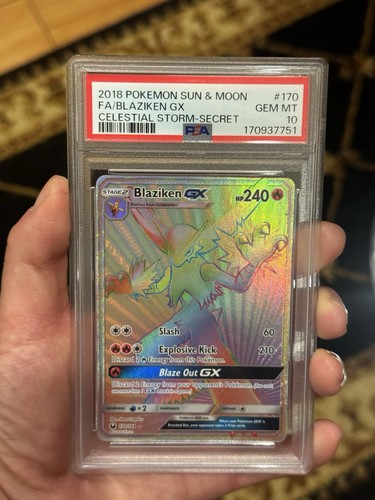 2018 Pokemon Sun & Moon Blaziken GX Full Art Secret  #170 Celestial Storm PSA 10