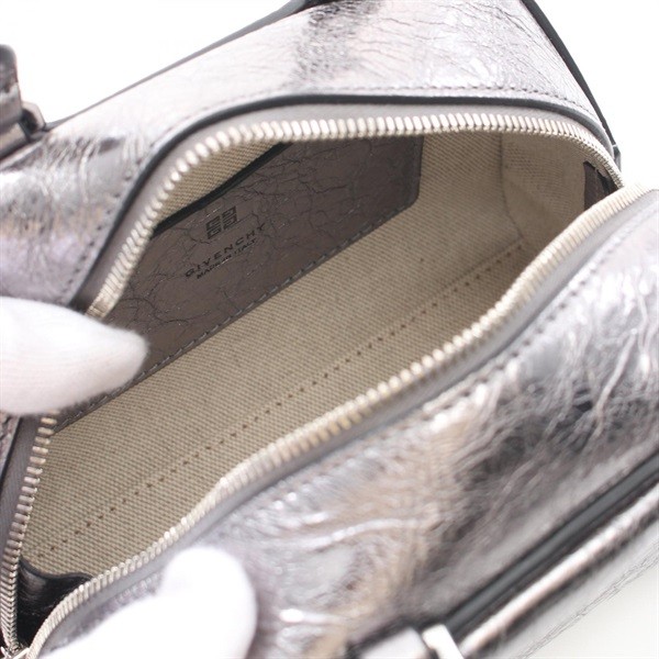 Givenchy Antigona Cube Nano Handbag Leather Silver Women Used Authentic thumbnail 3