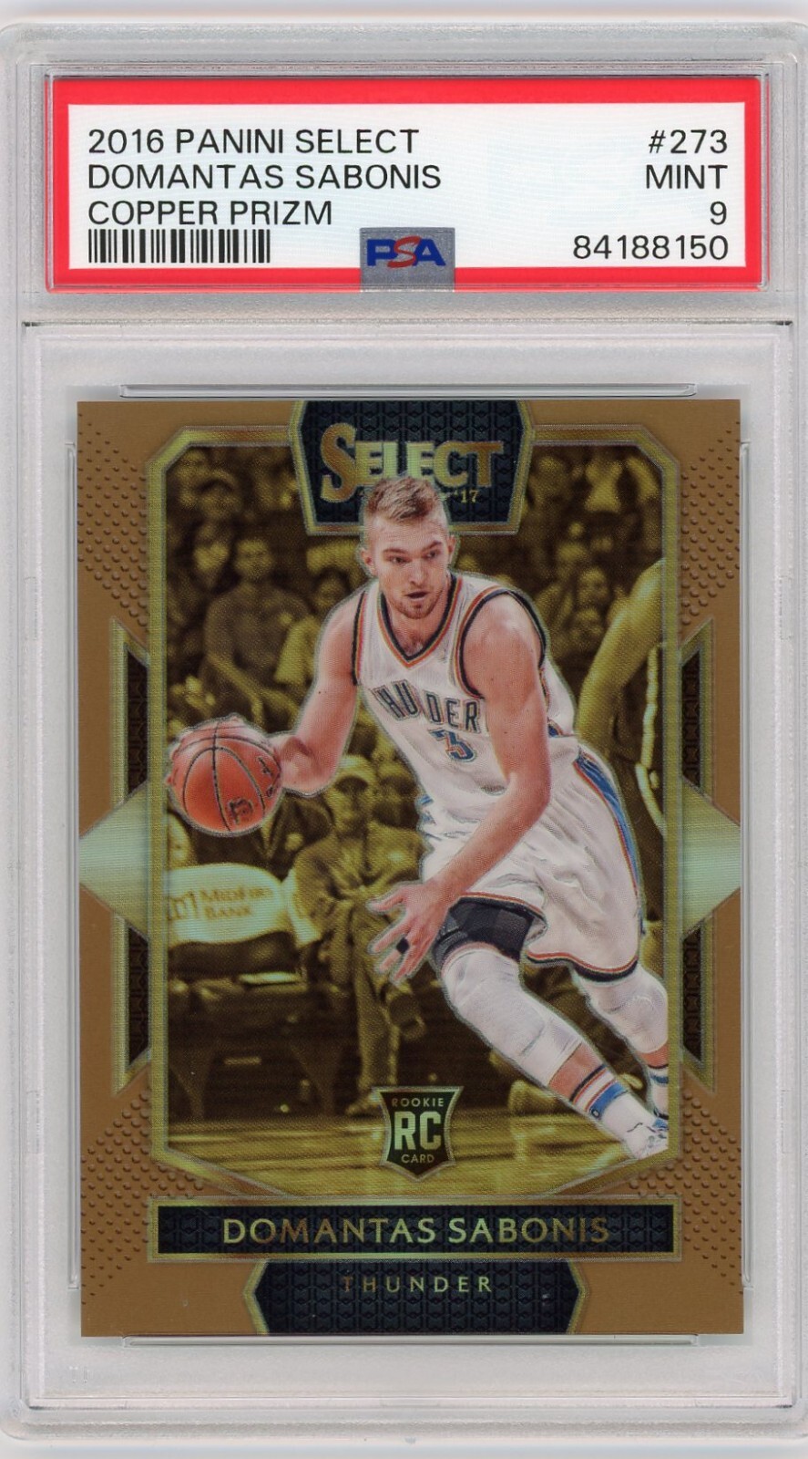 2016-17 Select Courtside Copper Prizm /49 Domantas Sabonis PSA 9 MINT Rookie RC