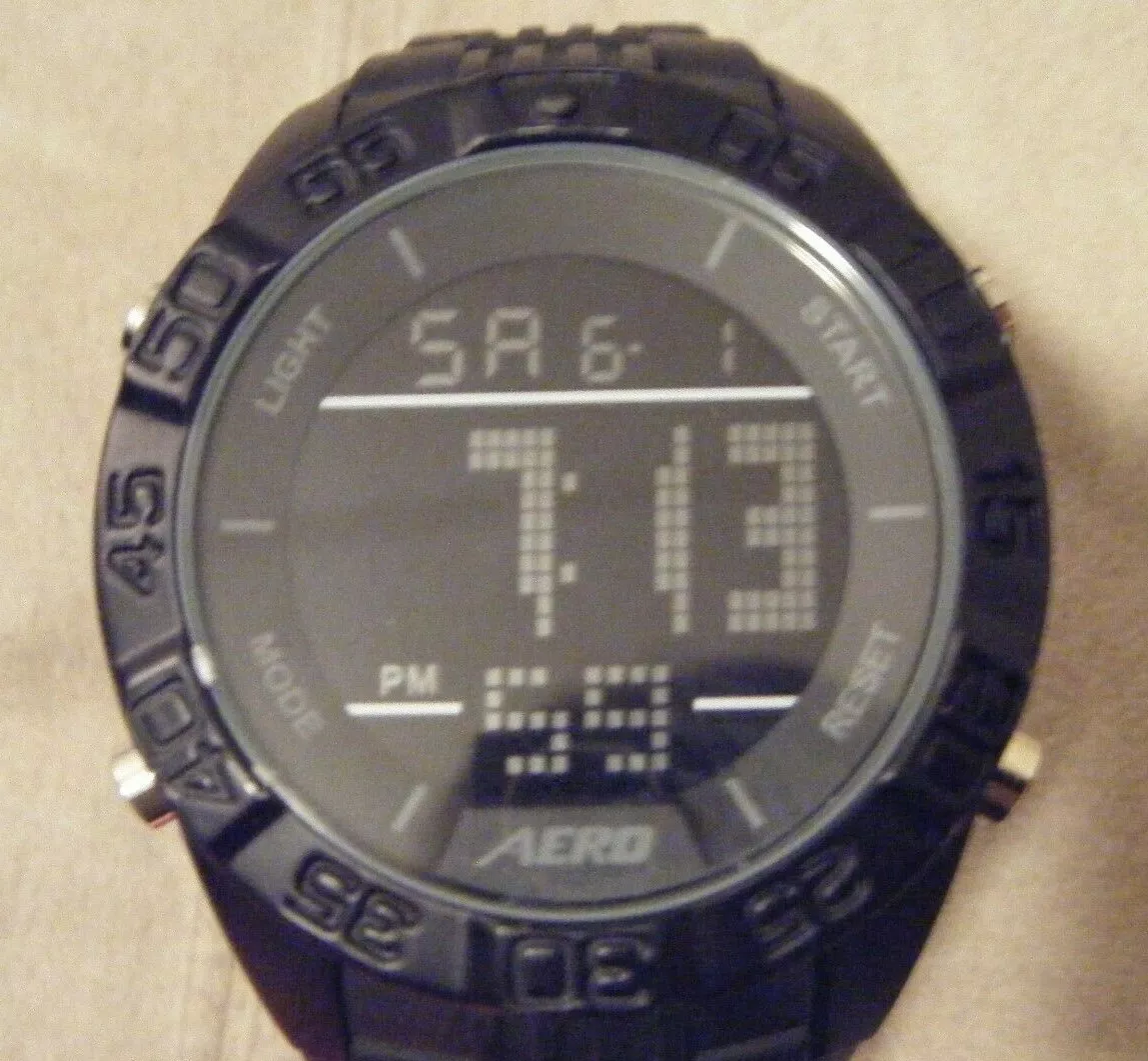 MENS BLACK AEROPOSTALE RUBBER STRAP DIGITAL WATCH