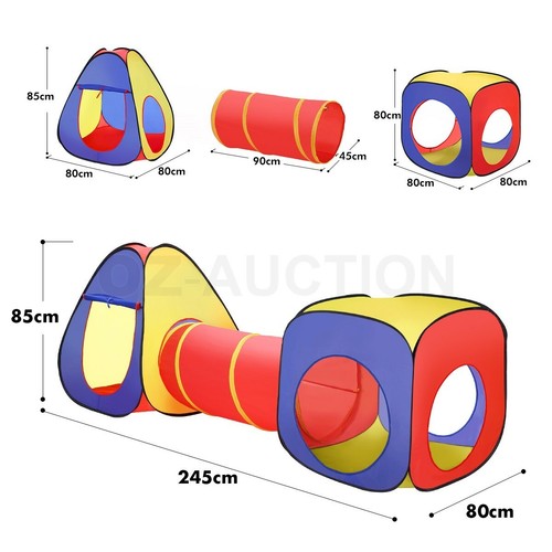 Kids Play Tent with Tunnel Set Children Teepee Tent Play House with Crawl Tunnel - Picture 2 of 9