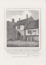1794 A4 engraving of the Gate of the ancient abbey of St Saviours Bermondsey