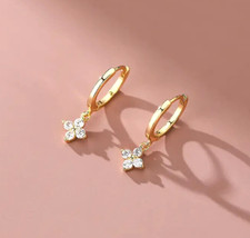 Boho Shiny Rhinestones Floral Golden Hoop Earrings Jewelry Women Girls Gift