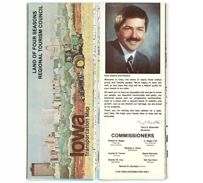 Vintage 1983 Iowa Official Road Map   Land of 4 Seasons Regional Tourism Council