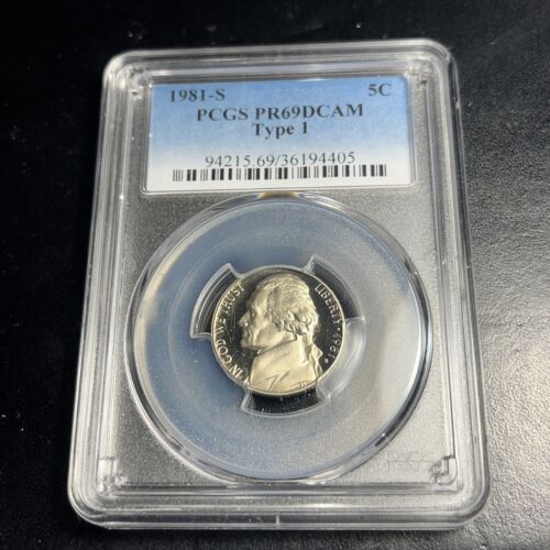 1981-S Type 1 PCGS PR69DCAM Proof Jefferson Nickel .05 5 cents Coin - Picture 1 of 2
