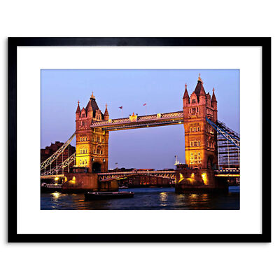 Foto Stadt Wahrzeichen Tower Bridge London Dämmerung gerahmter Druck 9x7 Zoll