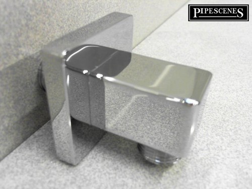 Chrome Cube Square Wall Shower Hose Outlet Elbow Brass Chrome CP on Brass - Picture 4 of 5