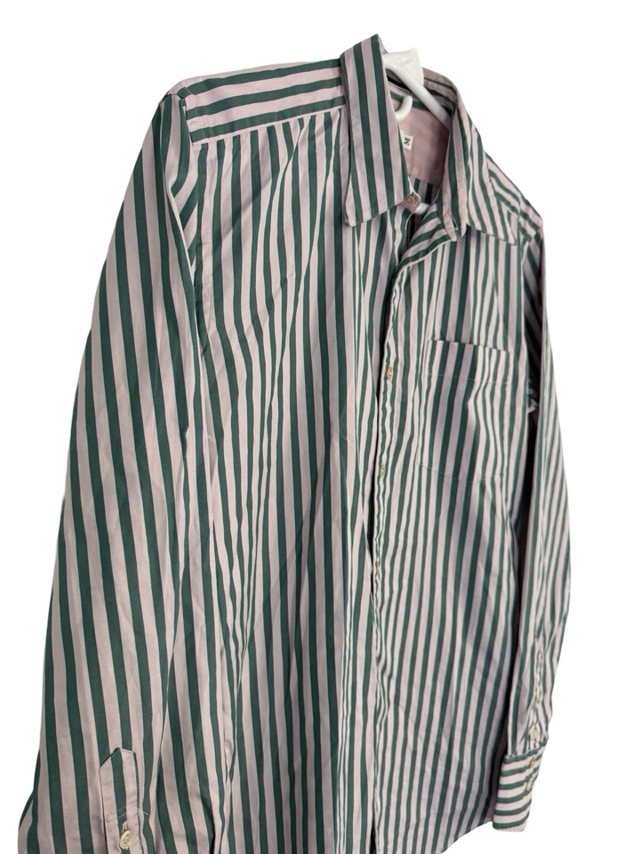 Paul Smith London Dress Shirt Mens Med Kelly Green White Striped LS Italy Made - Image 2 of 4