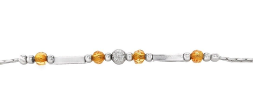ITALIAN 925 STERLING SILVER ORANGE BEAD BRACELET 7.25” Womens Ladies Gift - Picture 3 of 5