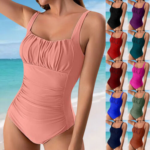 Women's Swimsuit Ruched Tummy Control Bathing Suits Vintage Push Up Swimwears