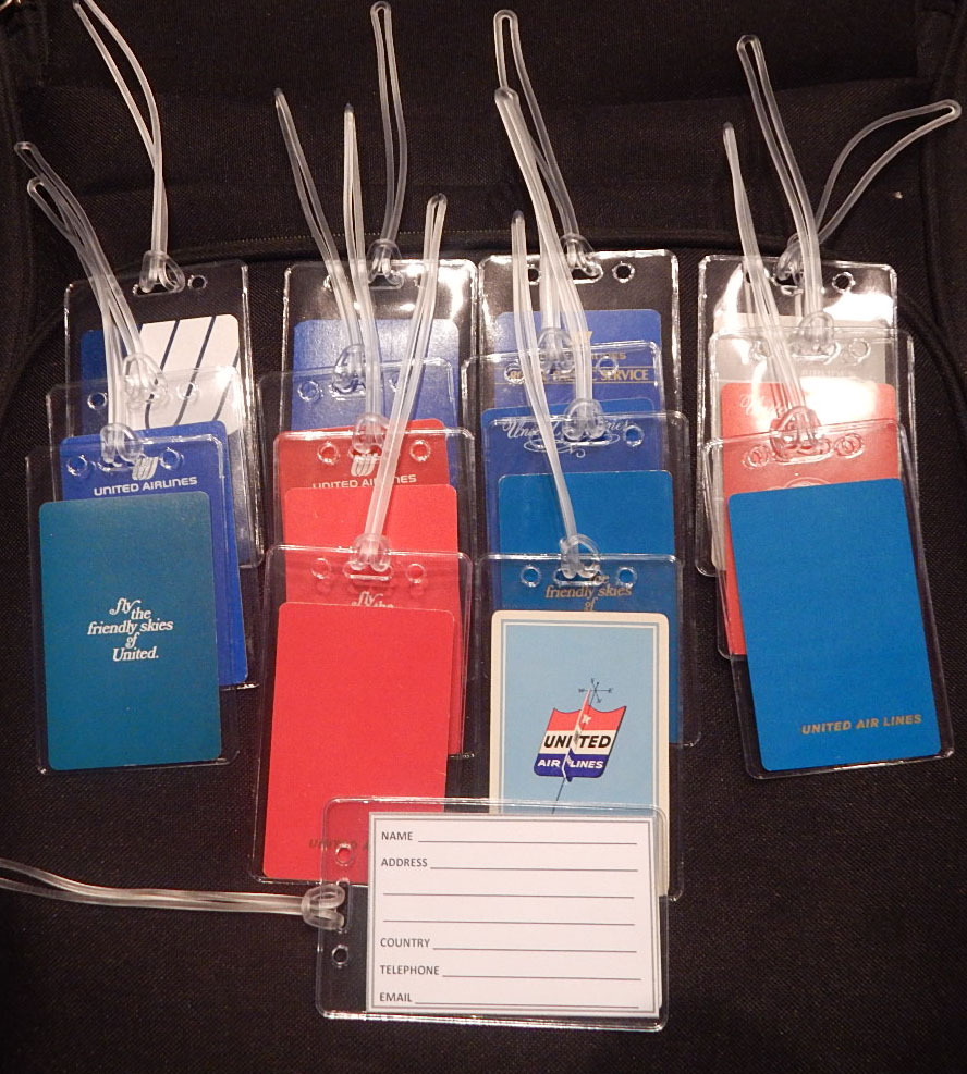 Luggage tag United Airlines w/playing card choose from multiple designs