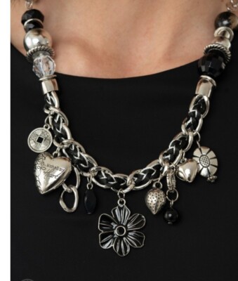 Paparazzi Charmed, I Am Sure- Black, necklace with fish hook earrings