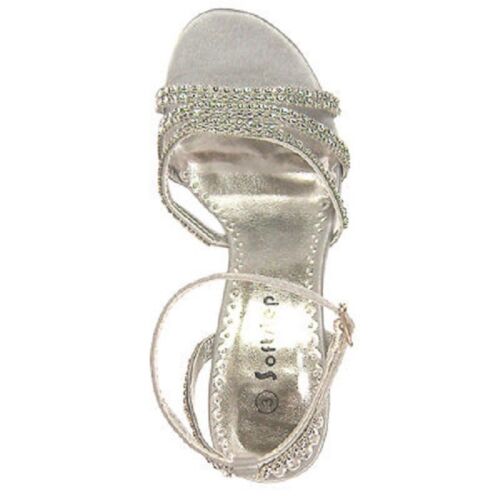 WOMEN'S PARTY PROM SIMULATED DIAMANTE WEDDING BRIDAL SANDALS UK SIZE 9 F-439 - Picture 8 of 22